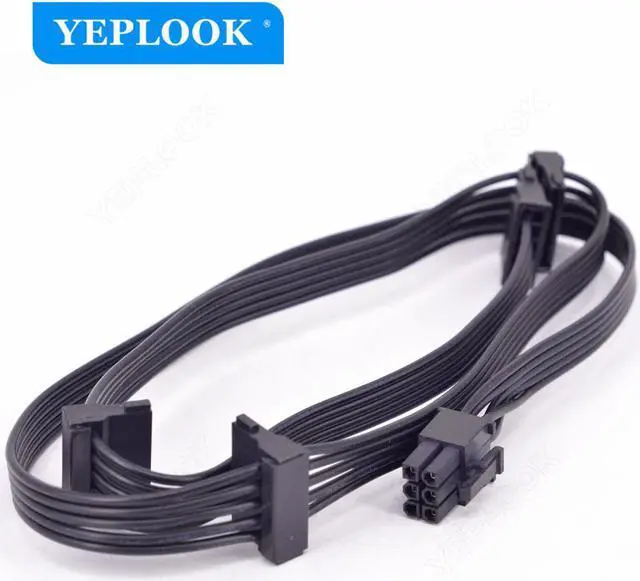 Alt view image 3 of 6 - PCIe 6Pin to 4 SATA 15Pin Male SSD Power Supply Cable For Seasonic PSU Modular X Series X-1050XM2,X-1250XM2, X-650 KM3, X-750 KM3, X-850 KM3 18AWG