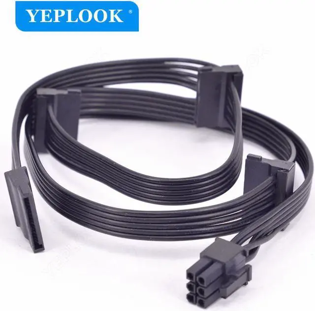 Alt view image 4 of 6 - PCIe 6Pin to 4 SATA 15Pin Male SSD Power Supply Cable For Seasonic PSU Modular X Series X-1050XM2,X-1250XM2, X-650 KM3, X-750 KM3, X-850 KM3 18AWG