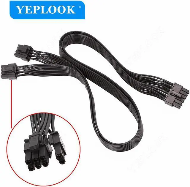 Alt view image 2 of 6 - 12Pin to Dual 8Pin(6+2Pin) PCIe Graphics Card Power Splitter Modular Cable 18AWG 60+60CM Black for GPU 3080 3090 2060 Seasonic P-860 P-1000 X-1050