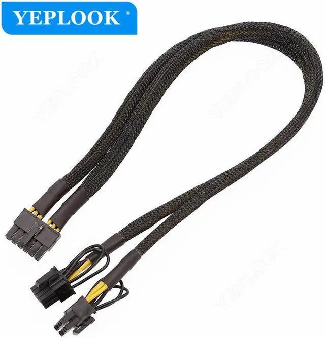 Alt view image 2 of 6 - 12Pin to Dual 8Pin(6+2Pin) PCIe 8Pin Sleeved Power Splitter Modular Cable for GPU 3080 3090 2060 Seasonic P-860 P-1000 X-1050