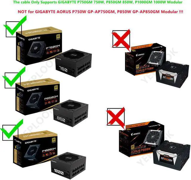 Alt view image 4 of 4 - PCIe 6Pin to 4 SATA Straight Hard Driver SDD Power Cable For GIGABYTE P750GM 750W, P850GM 850W, P1000GM 1000W Gold Fully Modular