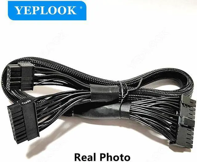Alt view image 2 of 6 - 10Pin+18Pin to 24Pin 20+4Pin Power Supply Cable Sleeved For GIGABYTE P750GM 750W, P850GM 850W, P1000GM 1000W Gold Fully Modular