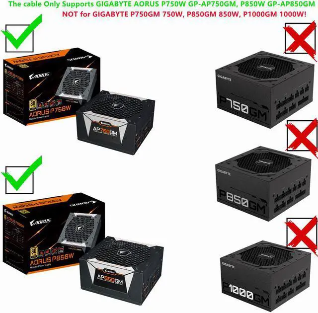 Alt view image 6 of 8 - 10Pin+18Pin to 24Pin 20+4Pin Power Supply Cable Sleeved for GIGABYTE AORUS P750W GP-AP750GM, P850W GP-AP850GM Gold Fully Modular