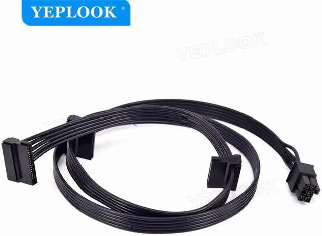 Alt view image 2 of 6 - PCIe 6Pin to 3 SATA Hard Driver SSD Power Cable 18AWG For GIGABYTE AORUS P750W GP-AP750GM, P850W GP-AP850GM Gold Fully Modular