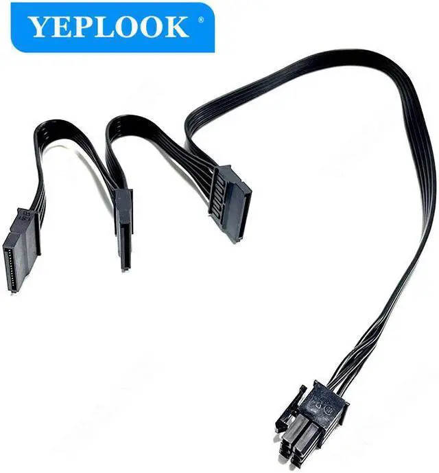 Alt view image 2 of 4 - PCIe 6Pin to 3 SATA Male Hard Driver SSD Power Supply Cable 18AWG For GIGABYTE 80Plus Gold Semi Modular B700H 700W, G750H 750W