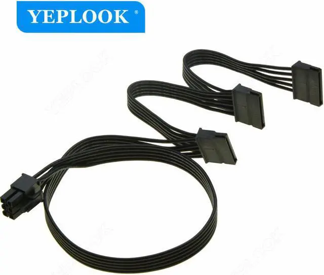 Alt view image 3 of 4 - PCIe 6Pin to 3 SATA Male Hard Driver SSD Power Supply Cable 18AWG For GIGABYTE 80Plus Gold Semi Modular B700H 700W, G750H 750W
