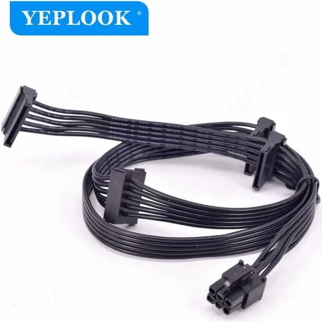 Alt view image 3 of 6 - PCIe 6Pin to 4 SATA 15Pin Male Power for Hard Driver SDD Only Support GIGABYTE 80Plus Gold Semi Modular B700H 700W, G750H 750W