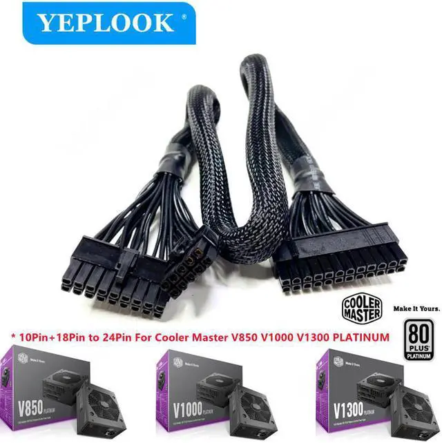 Main image of 10Pin+18Pin to 24Pin 20+4P Main Power Supply Cable Sleeved For CoolerMaster V850 V1000 V1300 PLATINUM Full-Modular Power Supply