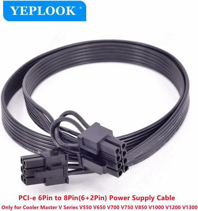 Alt view image 2 of 4 - PCIe 6Pin to 8Pin 6+2Pin GPU Power Cable 60CM 18AWG For Cooler Master V850 V1000 V1300 PLATINUM Full-Modular Power Supply
