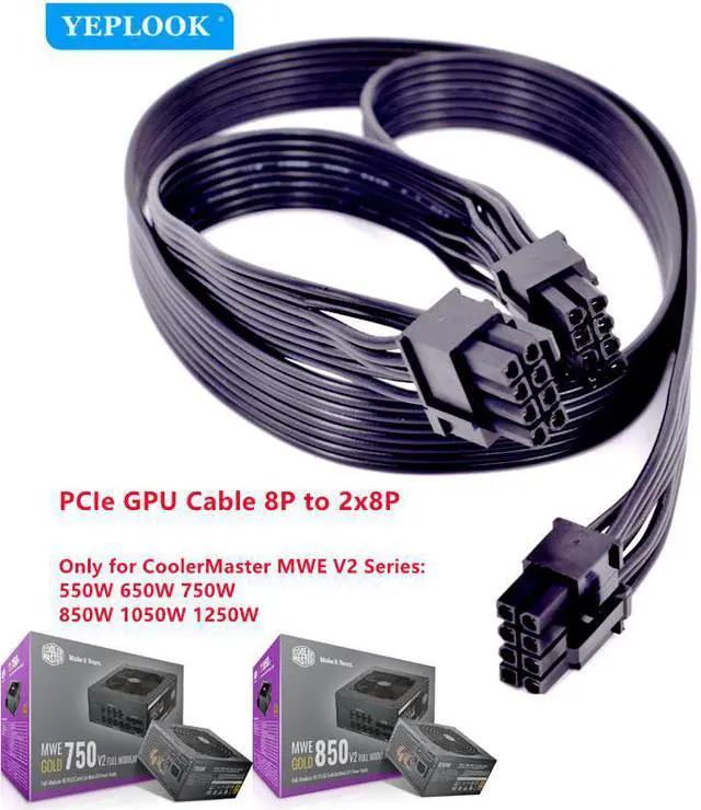 Main image of PCIe 8Pin to 2x8Pin (6+2Pin) GPU Cable 60+20CM 18AWG For CoolerMaster MWE V2 Gold Fully Modular 550W 650W 750W 850W 1050W 1250W