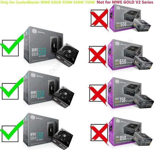 Alt view image 6 of 7 - CPU 8Pin to 4+4Pin Power Supply Cable 60CM 18AWG For CoolerMaster MWE GOLD 550W 650W 750W Fully Modular Not for MWE V2 Series