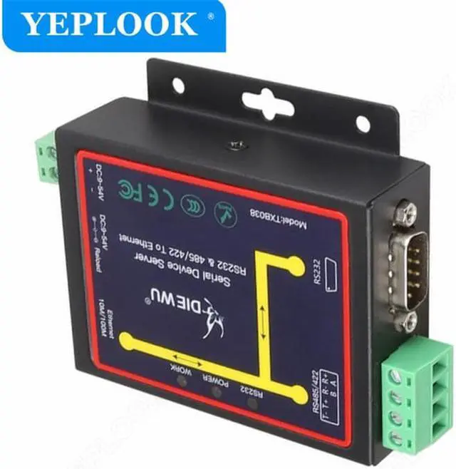 Alt view image 3 of 5 - Ethernet Network Serial Port Converter RJ45 to RS232 RS485 RS422 Industrial Device Server Support TCP/RTU/UDP with Power Cable