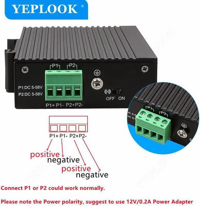 Alt view image 4 of 8 - 5 Ports RJ45 10/100Mbps Industrial Ethernet Switch Network Switch Signal Strengthen DIN Rail Type Support DC 5V-58V