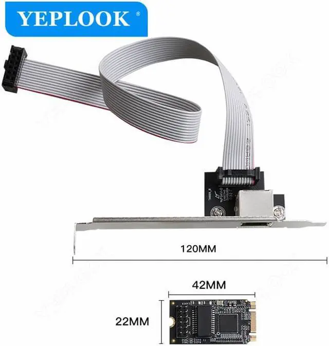Alt view image 6 of 6 - M.2 to PCIe Gigabit Network Card 1xRJ45 10/100/1000Mbps Fast Ethernet Lan Card Intel 210AT Chipset for Desktop Computer TXA098