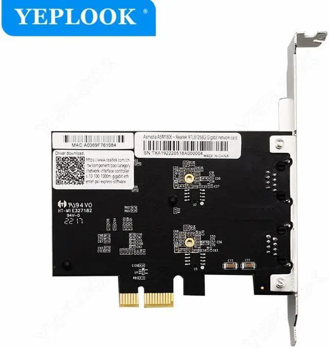 Alt view image 3 of 6 - PCIe 1X 2.5G 2500Mbps Gigabit Ethernet Network Card 2 Port Electrical Interface For Computer Server Dual Chipset RT8125B+ASM1806