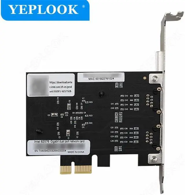 Alt view image 5 of 5 - PCIe x1 Dual RJ45 Gigabit Network Card 10/100/1000Mbps Wired Ethernet Lan Adapter Chipset Intel 82575/82576 for Desktop Server