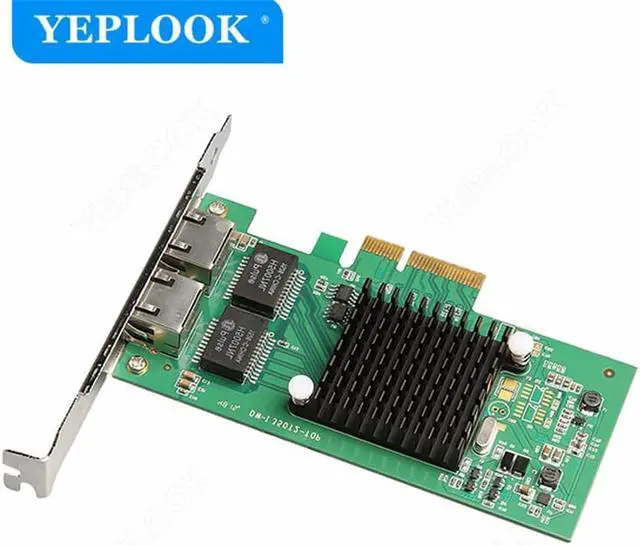 Alt view image 3 of 5 - PCIe 4x Dual Port RJ45 10/100/1000Mbps Gigabit Ethernet Lan Card Desktop Server Network Adapter NIC Chipset Intel I350