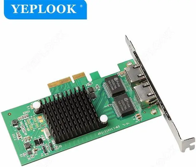 Alt view image 4 of 5 - PCIe 4x Dual Port RJ45 10/100/1000Mbps Gigabit Ethernet Lan Card Desktop Server Network Adapter NIC Chipset Intel I350