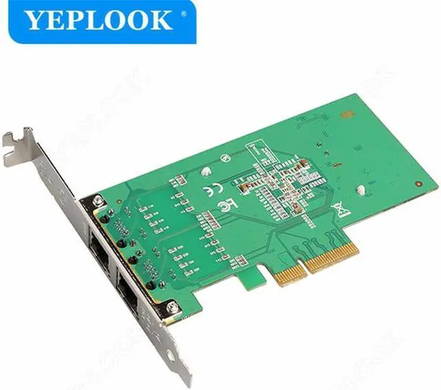 Alt view image 5 of 5 - PCIe 4x Dual Port RJ45 10/100/1000Mbps Gigabit Ethernet Lan Card Desktop Server Network Adapter NIC Chipset Intel I350