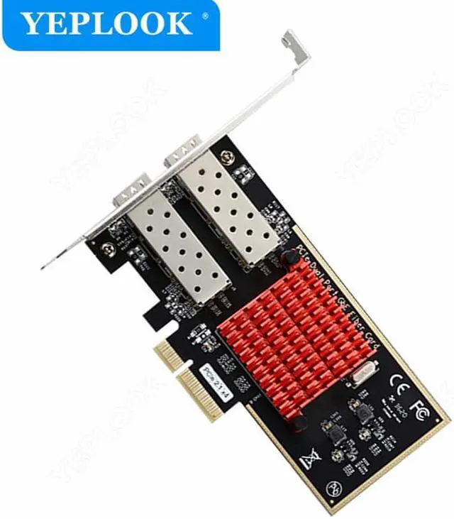 Alt view image 3 of 8 - PCIe 2.1 X4 to Dual Port SFP Interface 10/100/1000Mbps Gigabit Fiber Network Card NIC for Server Desktop Chipset Intel I350