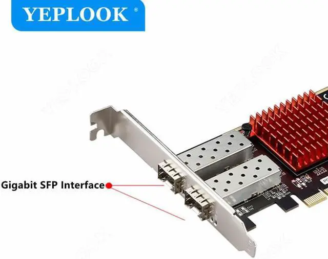 Alt view image 4 of 8 - PCIe 2.1 X4 to Dual Port SFP Interface 10/100/1000Mbps Gigabit Fiber Network Card NIC for Server Desktop Chipset Intel I350