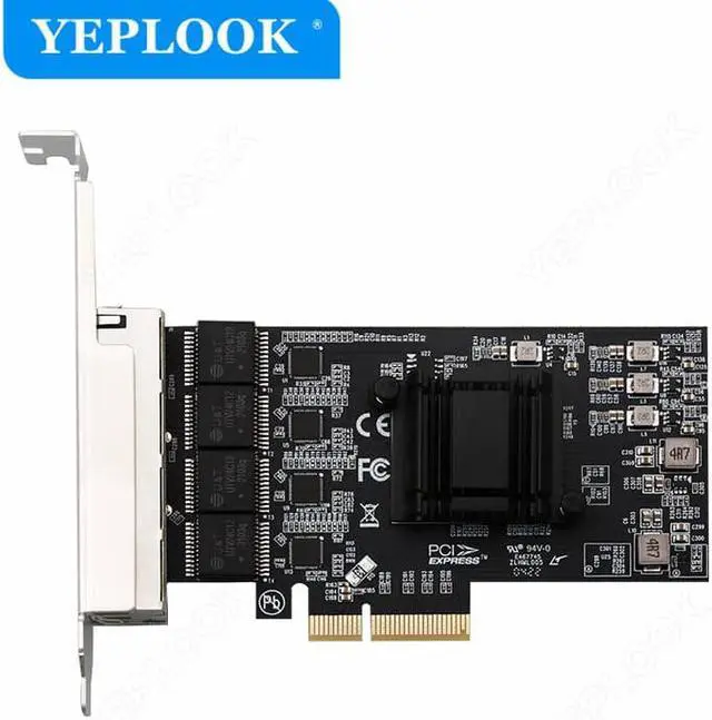 Alt view image 3 of 6 - PCIe X4 4 Ports RJ45 10/100/1000Mbps/2.5G Network Card Gigabit Ethernet Card Chipset RTL8125BG For Server Desktop Computer