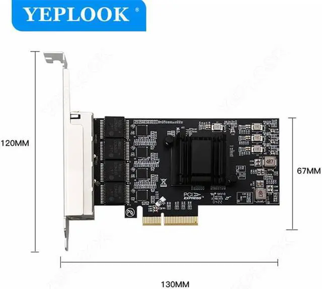 Alt view image 5 of 6 - PCIe X4 4 Ports RJ45 10/100/1000Mbps/2.5G Network Card Gigabit Ethernet Card Chipset RTL8125BG For Server Desktop Computer