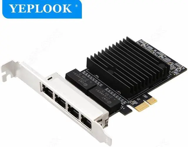 Main image of PCIe x1 4 Ports RJ45 10/100/1000Mbps Gigabit Ethernet Lan Network Card Chipset Intel 82571 with Heat Sink for Server Desktop