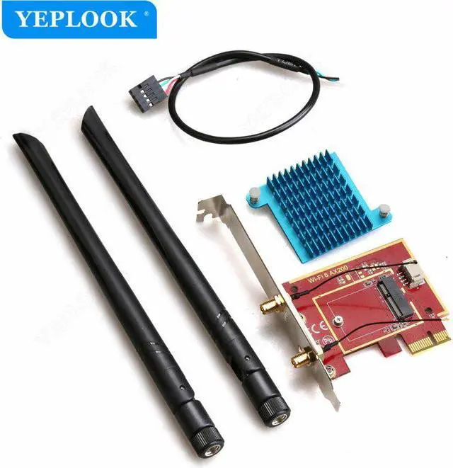 Alt view image 4 of 6 - 2 in 1 Wifi+Bluetooth PCIe 1x to M.2 NGFF WIFI Wireless Adapter Card 5Dbi For AX210 AX200 AC9260 AC8265 AC8260 AC7265 AC7260