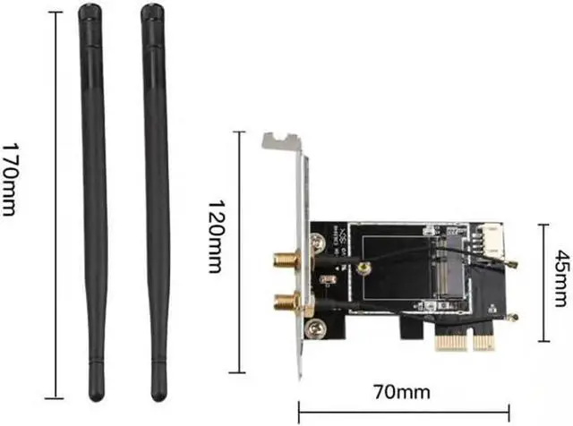 Alt view image 5 of 6 - M.2 to PCIe 1x Desktop Wifi Adapter Card for Wifi Card AX210 AX200 AC9260 8265 8260 7265 7260 1535 QCNFA344 Free Bluetooth Cable
