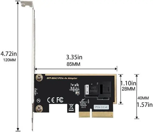 Alt view image 6 of 6 - SFF-8643 PCIe 3.0 4X to U.2 Adapter Single Port for NVMe 2.5'' SSD Converter Hard Disk Desktop PC Expansion Card Driver Free