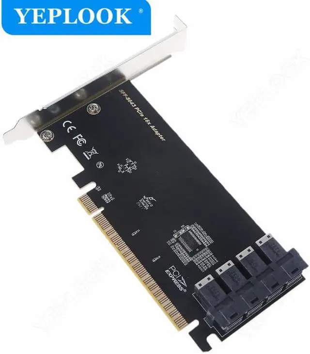 Alt view image 2 of 6 - PCIe 3.0 16X to 4 Ports U.2 SFF-8643 Adapter Card for NVMe 2.5 Inch NVMe SSD Converter Hard Disk for Desktop PC Driver Free