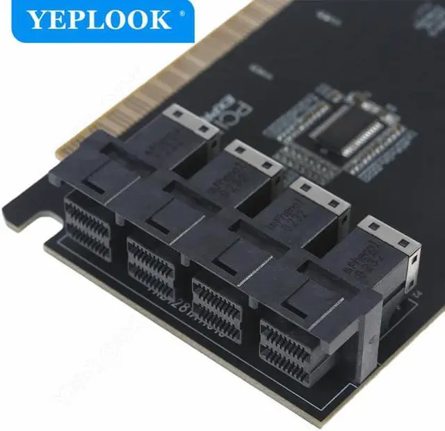 Alt view image 4 of 6 - PCIe 3.0 16X to 4 Ports U.2 SFF-8643 Adapter Card for NVMe 2.5 Inch NVMe SSD Converter Hard Disk for Desktop PC Driver Free