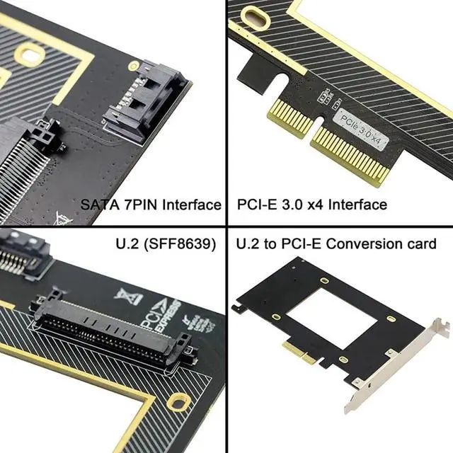 Alt view image 6 of 6 - PCIe 3.0 4X to U.2 Expansion Card SATA3.0 SFF-8639 Desktop Riser Card High Speed 32GT/S For 2.5 Inch NVME HDD SSD CHIA