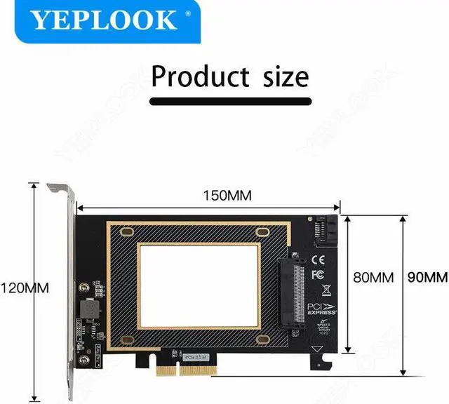 Alt view image 5 of 6 - PCIe 3.0 4X to U.2 Expansion Card SATA3.0 SFF-8639 Desktop Riser Card High Speed 32GT/S For 2.5 Inch NVME HDD SSD CHIA