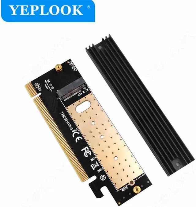 Alt view image 4 of 4 - PCIe 3.0 x16 X4 to M.2 NGFF NVME Adapter Card Support 2280 2260 2242 2230 SSD M Key High Speed Adapter Riser Card with Heat Sink
