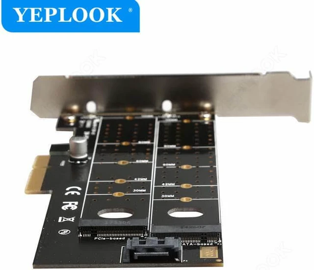 Alt view image 4 of 6 - PCIe 4x to M.2 (M Key+B Key) NVMe SSD NGFF Riser Card SATA Port Expansion Converter Adapter For Gaming Mining BTC Chia TXB044
