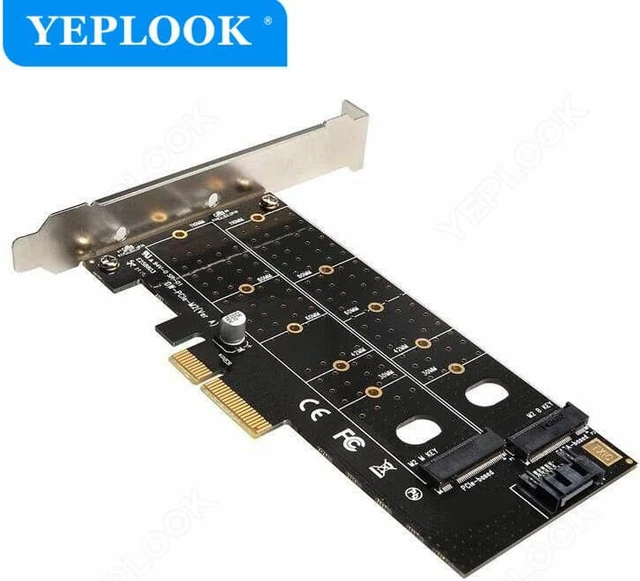 Alt view image 2 of 6 - PCIe 4x to M.2 (M Key+B Key) NVMe SSD NGFF Riser Card SATA Port Expansion Converter Adapter For Gaming Mining BTC Chia TXB044