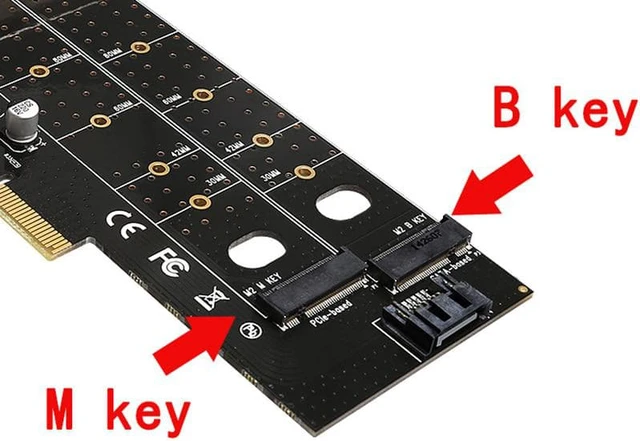 Alt view image 6 of 6 - PCIe 4x to M.2 (M Key+B Key) NVMe SSD NGFF Riser Card SATA Port Expansion Converter Adapter For Gaming Mining BTC Chia TXB044