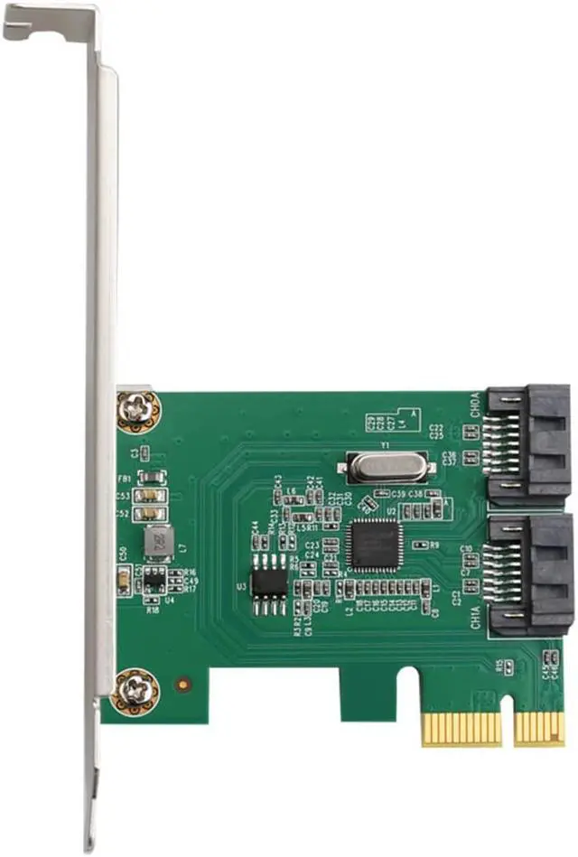 Alt view image 3 of 6 - PCIe 2.0 x1 to 2 SATA3.0 6Gbps PCI-E SATA III Expansion Card Riser Card Adapter Converter ASM1061 Chipset for Desktop