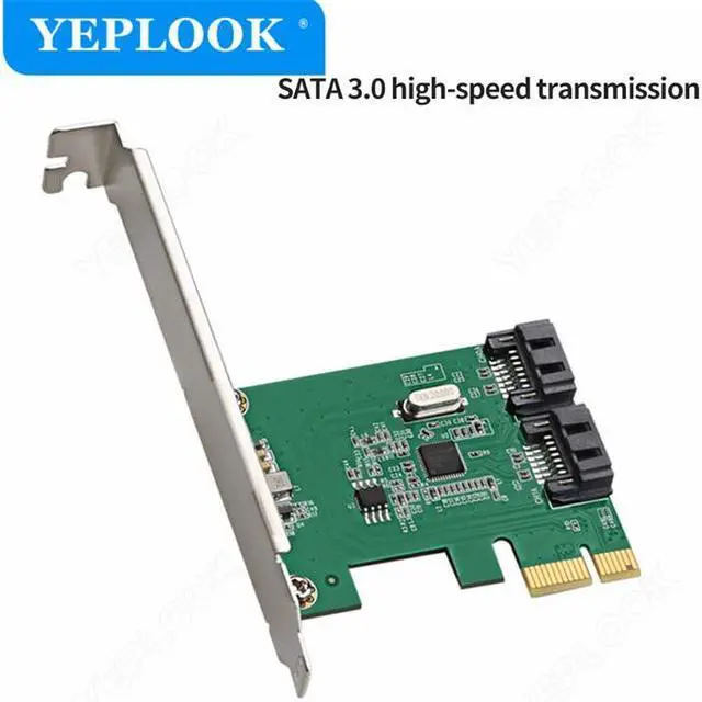 Alt view image 4 of 6 - PCIe 2.0 x1 to 2 SATA3.0 6Gbps PCI-E SATA III Expansion Card Riser Card Adapter Converter ASM1061 Chipset for Desktop