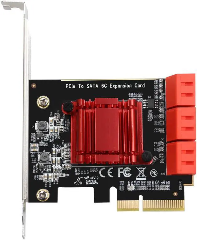 Alt view image 5 of 6 - PCIe 4x to 6 Port SATA3.0 6Gbps PCIe to SATA Adapter Controller Expansion Card ASM1166 Chipset for HDD SSD with 8cm/12cm Bracket