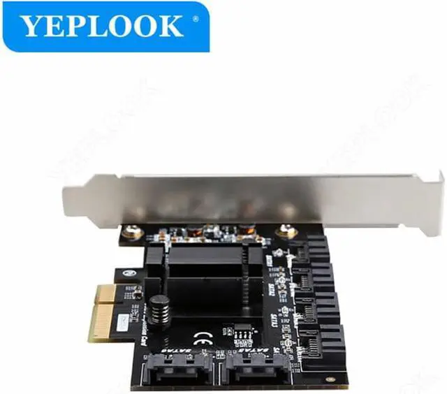 Alt view image 3 of 4 - PCIe X4 to 6 SATA3.0 6Gbps PCI Express to SATA III Controller Adapter Expansion Card ASM1166 Chipset for Hard Drive HDD SSD