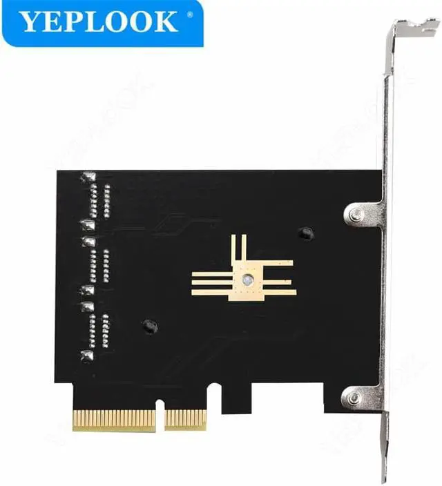 Alt view image 6 of 6 - PCIe 4x to 6 Port SATA3.0 6Gbps PCIe to SATA Adapter Controller Expansion Card ASM1166 Chipset for HDD SSD with 8cm/12cm Bracket