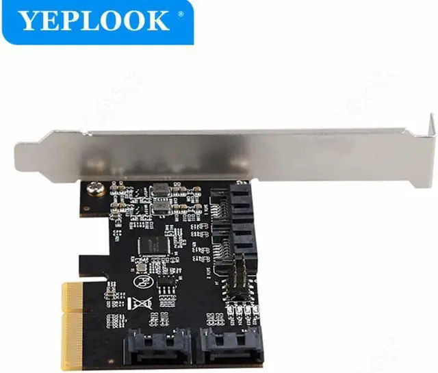 Alt view image 4 of 7 - PCIe X4 to 4 Port SATA3.0 6Gbps Expansion Card PCIe to SATAIII Bootable Adapter Controller ASM1164 Chip for Hard Drive HDD SSD