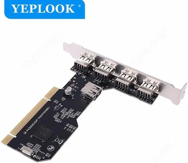 Alt view image 5 of 6 - PCI to 4+1 Port USB2.0 HUB 480Mbps Desktop Expansion Card Converter Adapter Riser Card NEC720101 Chip