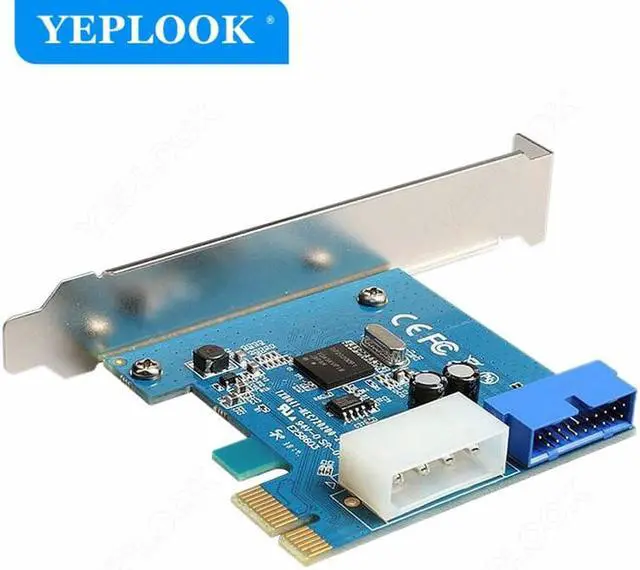 Alt view image 2 of 6 - PCI-E x1 Expansion Card PCIe to 19Pin/20Pin + Large 4Pin IDE Power Connector External to Internal Adapter Card NEC720200 Chipset