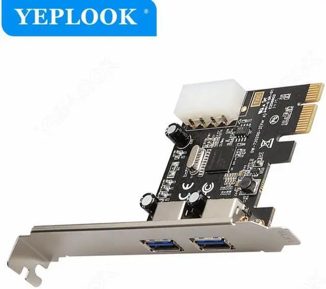 Alt view image 4 of 6 - PCIe 1x to 2 Port USB3.0 + 4Pin Power Supply Port High Speed 5Gbps PCI Express Expansion Card Riser Card Adapter NEC720200 Chip