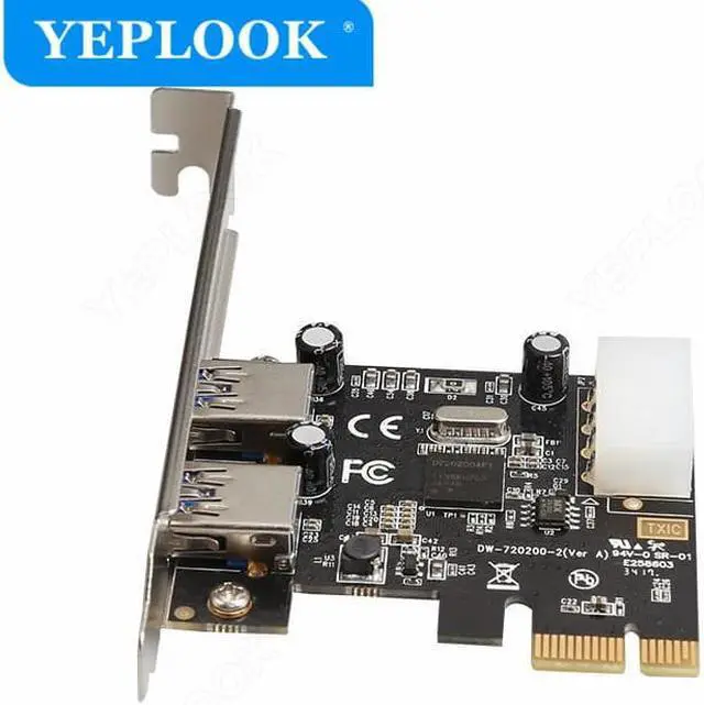 Alt view image 3 of 6 - PCIe 1x to 2 Port USB3.0 + 4Pin Power Supply Port High Speed 5Gbps PCI Express Expansion Card Riser Card Adapter NEC720200 Chip