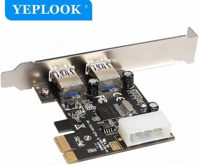 Alt view image 5 of 6 - PCIe 1x to 2 Port USB3.0 + 4Pin Power Supply Port High Speed 5Gbps PCI Express Expansion Card Riser Card Adapter NEC720200 Chip